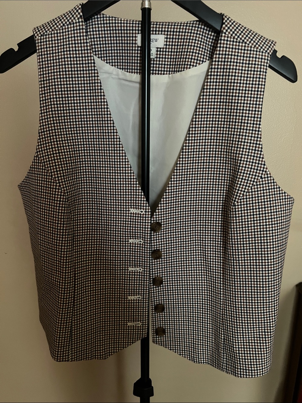 J. Crew Black and White Houndstooth Vest